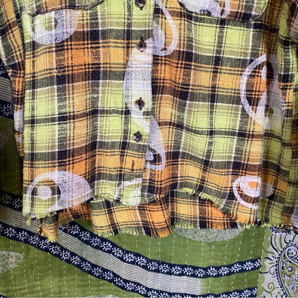 Urban Outfitters BDG Yellow/ Green Brody Check Print Flannel Top Size Medium - Picture 6 of 14